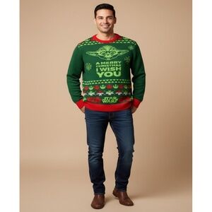 H&M Disney Star‎ Wars Yoda Ugly Christmas Sweater Graphic Unisex Medium